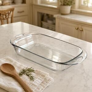 Anchor Hocking 3.7 Qt Clear Glass 16” Open Handle Casserole Baking Dish